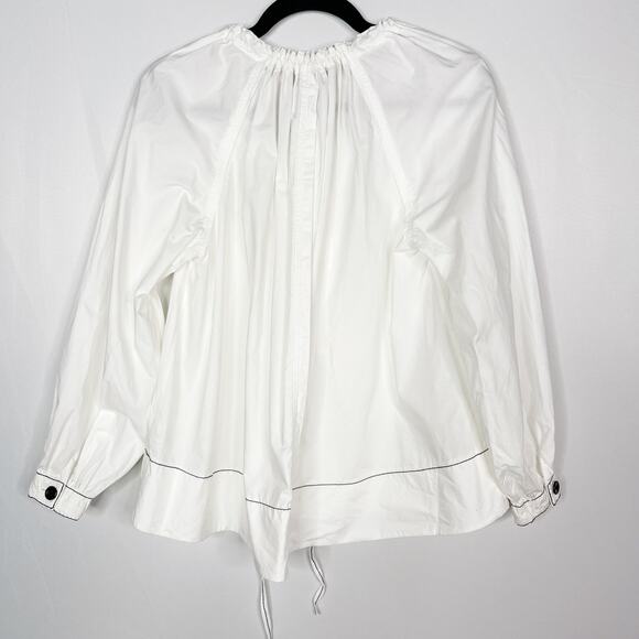 Proenza Schouler White 4 Button Placket Blouse Long Sleeve Contrast Trim Cotton - Picture 2 of 13